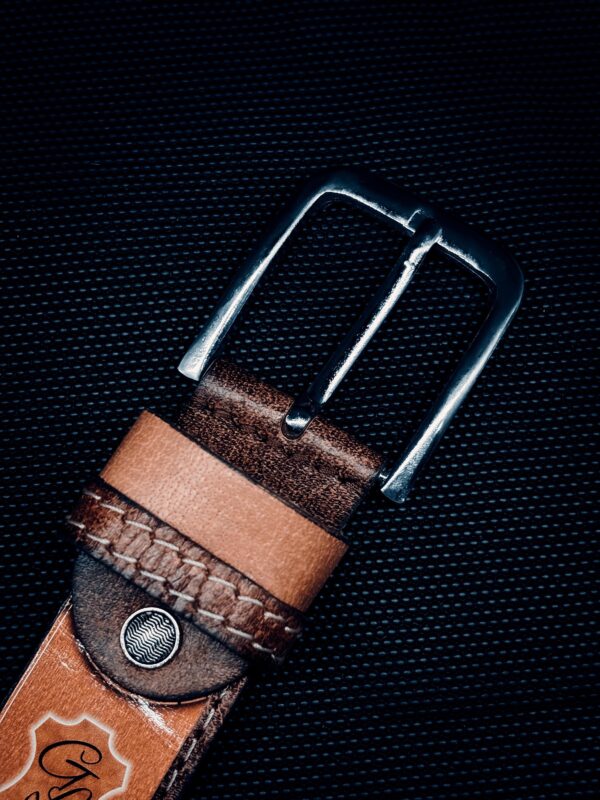 Distressed Leather Belt with Embossed Detail