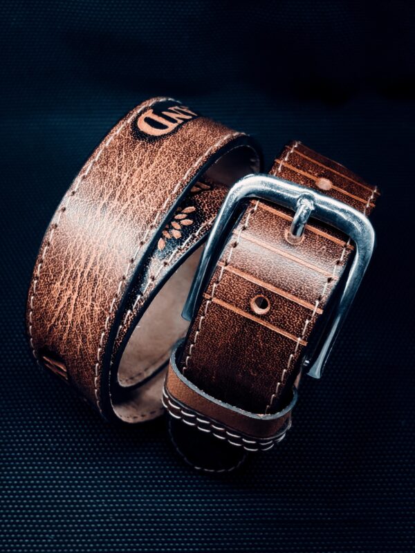Distressed Leather Belt with Embossed Detail