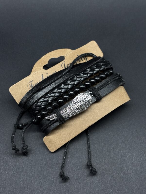 Winged Warrior Multi-Strand Leather Bracelet Set