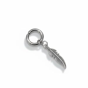 Feather Charm Press Clip-On Hoop (Pair)