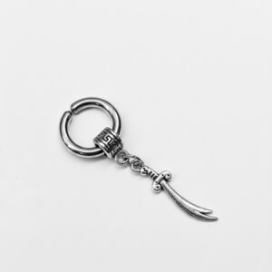 Silver Sword Drop Fake Hoop Earring (Pair)