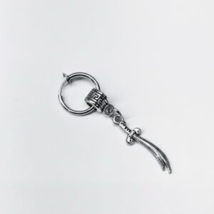 Silver Sword Drop Fake Hoop Earring (No Piercing)