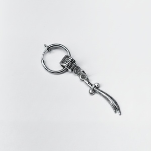 Silver Sword Drop Fake Hoop Earring (No Piercing)