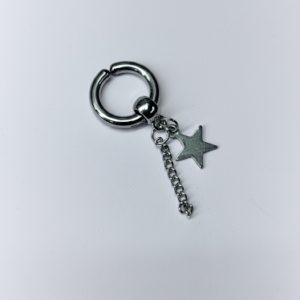 Silver-Tone Non-Pierced Star and Chain Dangle Earring (Pair)