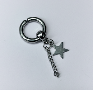 Silver-Tone Non-Pierced Star and Chain Dangle Earring (Pair)