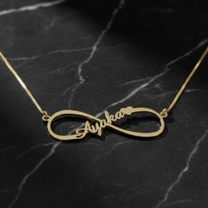 Infinity heart single name necklace