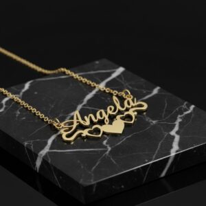 Bottom heart name necklace
