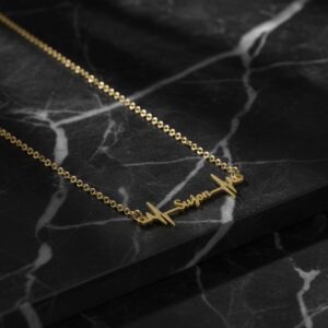 Heart Beat Style Name Necklace