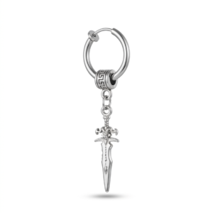 Sword Charm Non-Pierced Spring Hoop Earring | Stainless Steel | Anti-Tarnish | Unisex