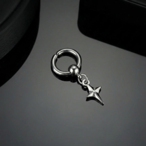 Star Charm Non-Pierced Hoop Earrings for Men & Women | Stainless Steel | Anti-Tarnish