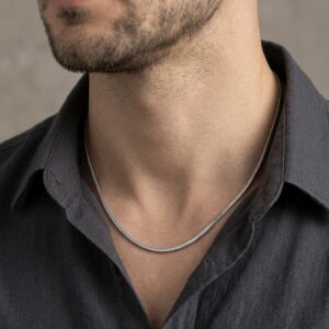 2MM Stainless Steel Snake Chain Necklace – Silver (16.5 Inches)