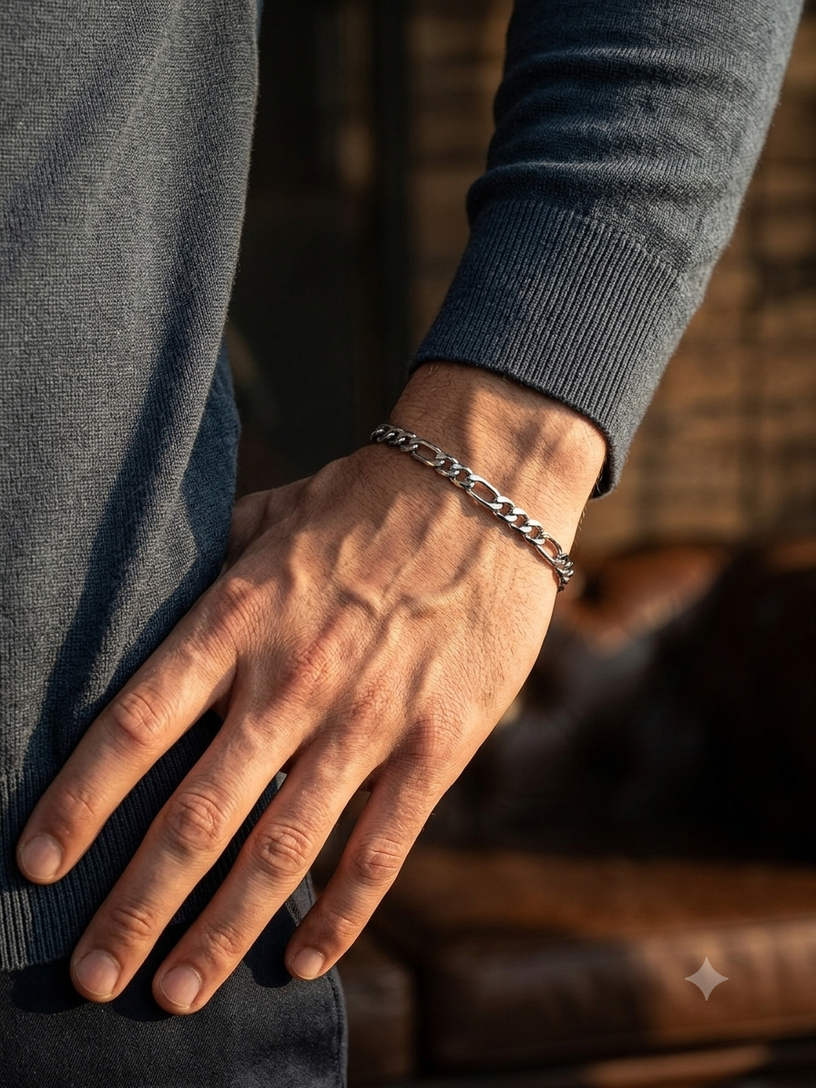 Titan 5MM Figaro Bracelet – Stainless Steel | Anti-Tarnish | 8.5 Inches