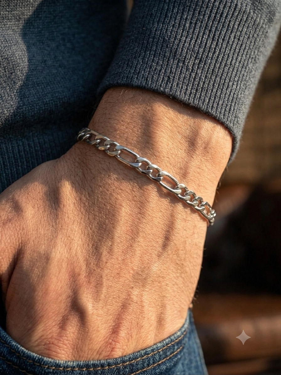 Titan 5MM Figaro Bracelet – Stainless Steel | Anti-Tarnish | 8.5 Inches