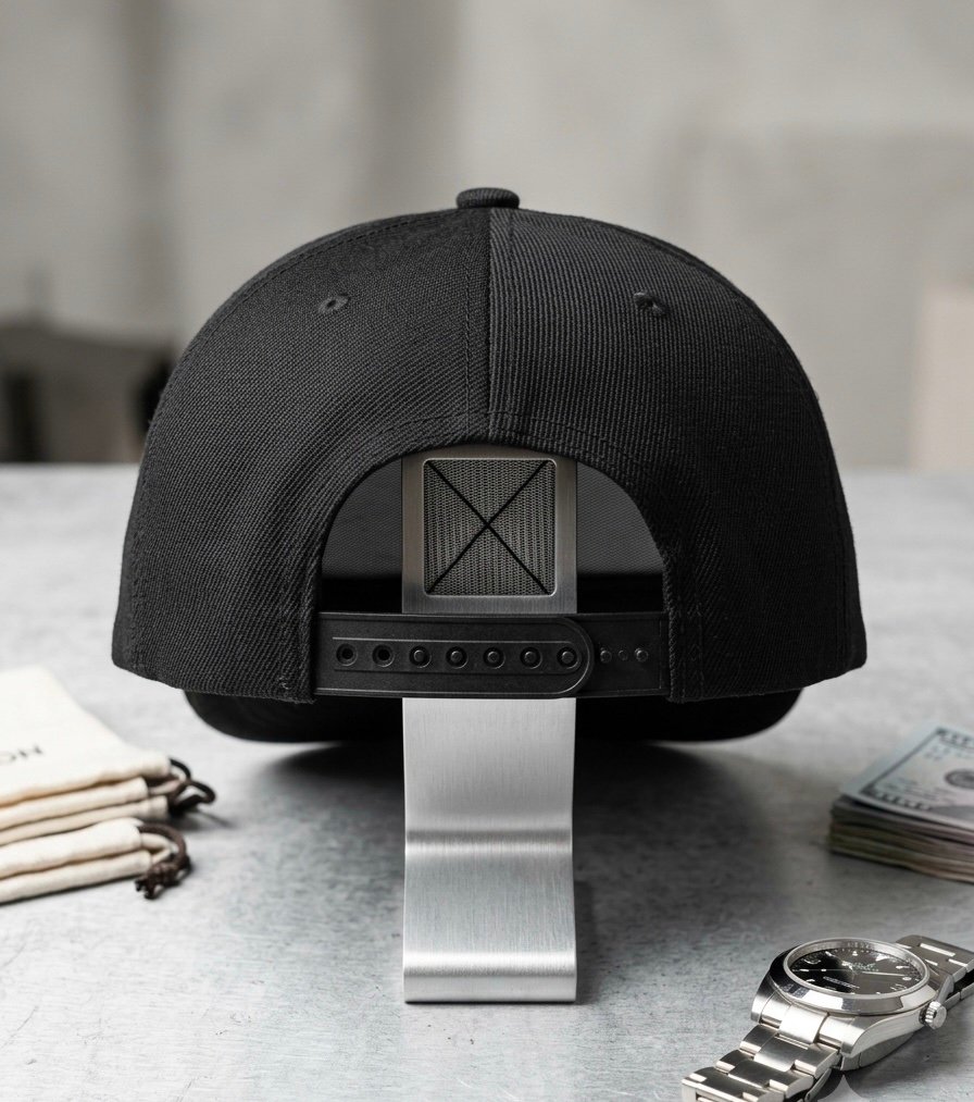 All-Black Structured Snapback Cap | Blank Streetwear Flat Brim Hat