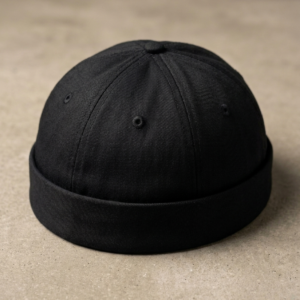 Black Cotton Twill Docker Cap