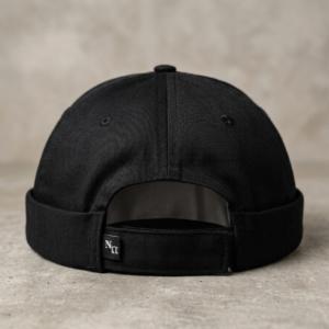 Black Cotton Twill Docker Cap