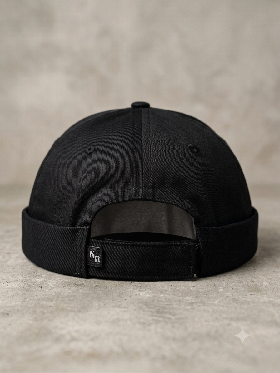 Black Cotton Twill Docker Cap