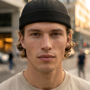 Black Cotton Twill Docker Cap