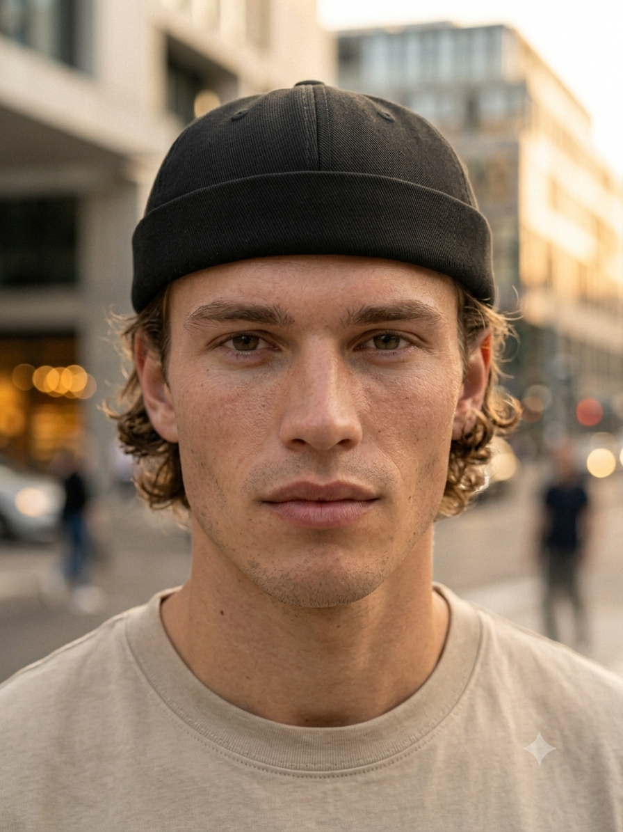 Black Cotton Twill Docker Cap