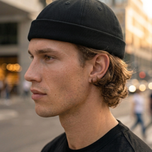 Black Cotton Twill Docker Cap