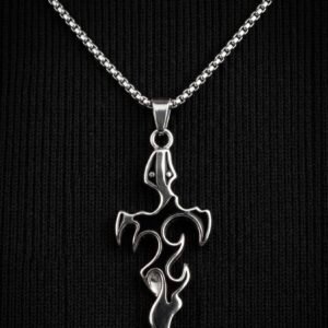 Liquid Silver Tribal Flame Necklace