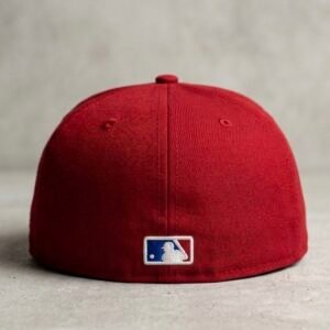 Hip Hop Embroidered Red Fitted Cap [Size (57.7cm)]