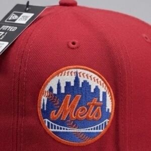 Hip Hop Embroidered Red Fitted Cap [Size (57.7cm)]