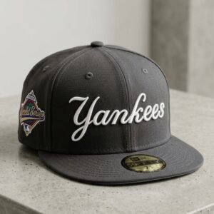 Hip Hop Embroidered Grey Fitted Cap [Size (57.7cm)]