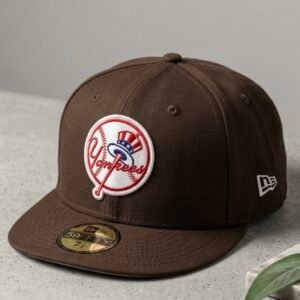 Hip Hop Embroidered Brown Fitted Cap [Size (57.7cm)]