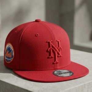 Hip Hop Embroidered Red Fitted Cap [Size (57.7cm)]