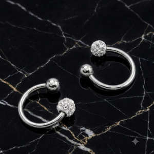 Stainless Steel Horseshoe Circular Barbell with Crystal Ball
