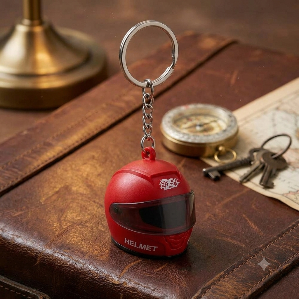 Mini Motorcycle Helmet LED Keychain