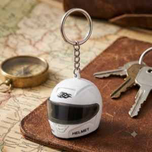Mini Motorcycle Helmet LED Keychain