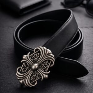 GOTHIC STYLE CH PLAIN BLACK BELT (36mm)