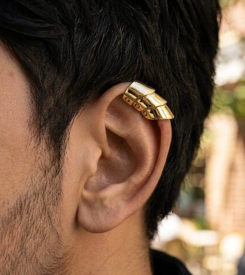 Gothic Armor Cartilage Cuff | Bold Minimalist Non Pierced Earring (GOLDEN)